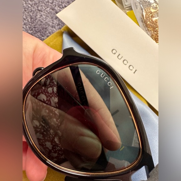 NWT GUCCI 🐅 pilot aviator navigator chain sunglasses GG1077S 002 vintage style - Picture 10 of 11